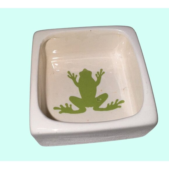 2" Nancy Lopez Ceramic Trinket Box brown Hippo green Frog 1976 japan - Picture 3 of 7